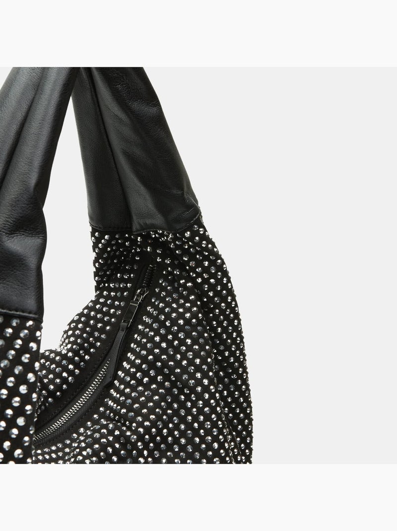 Sac Hobo Bata Red Label grand format avec pierres Noir - Kiabi