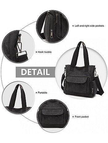 Sac hobo en toile bandoulière 28x12x30 cm - kono