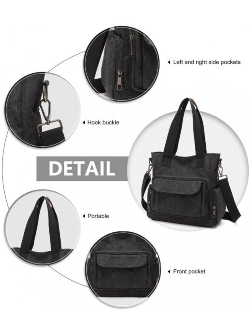 Sac hobo en toile bandoulière 28x12x30 cm - kono Noir - Kiabi