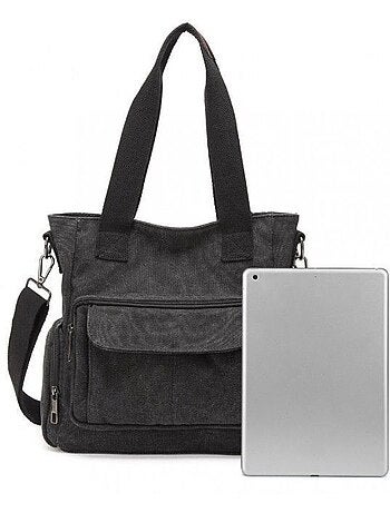Sac hobo en toile canvas bandoulière et poignée 28x12x30 cm - kono