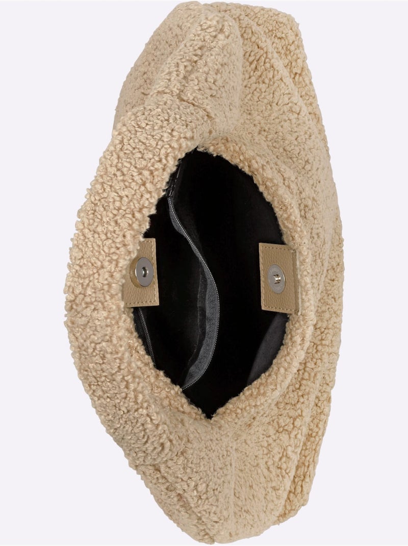 Sac Imitation Peau D'agneau - Taille Standard - Helline Ivoire - Kiabi