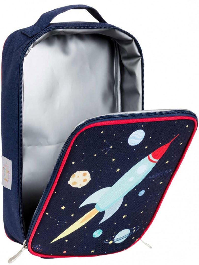 Clastyle Sac Isotherme Repas Enfant Bleu Espace Fusée - Petit Sac Déjeuner Garçon Portable Pour L'École Et Pique-Nique