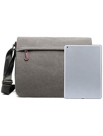Sac messager vintage en toile canvas mixte 34x30 cm - kono