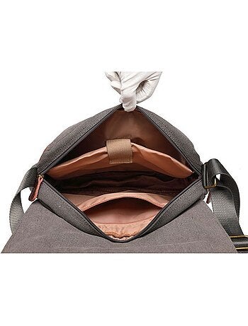 Sac messager vintage en toile canvas mixte 34x30 cm - kono