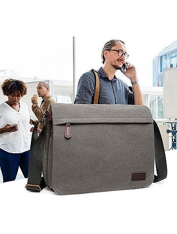 Sac messager vintage en toile canvas mixte 34x30 cm - kono