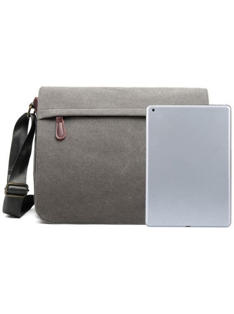 Sac messager vintage en toile canvas mixte 34x30 cm - kono Gris - Kiabi
