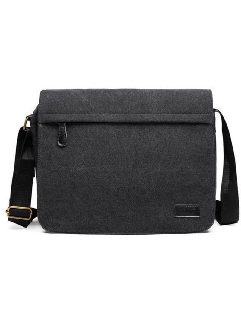 Sac messager vintage en toile canvas mixte 34x30 cm - kono Noir - Kiabi