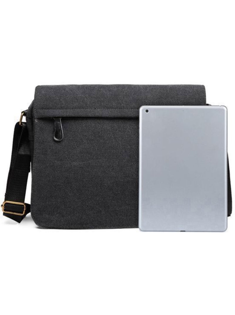 Sac messager vintage en toile canvas mixte 34x30 cm - kono Noir - Kiabi