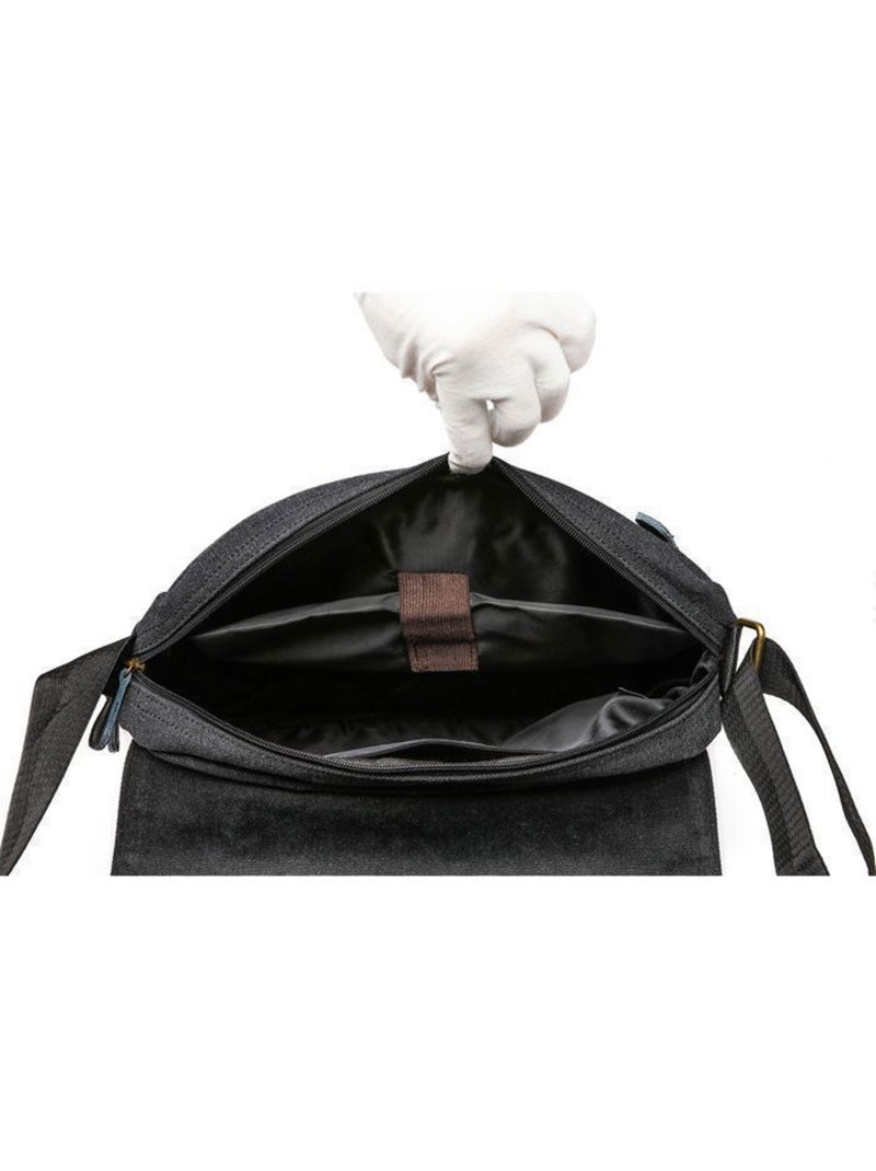 Sac messager vintage en toile canvas mixte 34x30 cm - kono Noir - Kiabi
