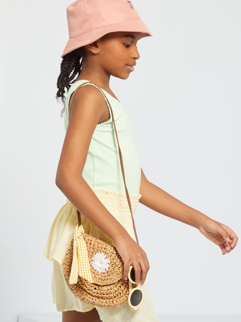 Sac mini en raphia beige - Kiabi