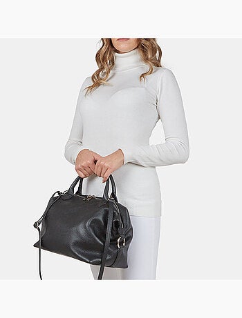 Sac modèle Bowling en cuir avec double poignée