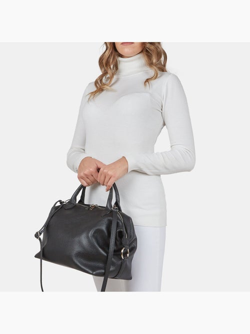 Sac modèle Bowling en cuir avec double poignée - Kiabi
