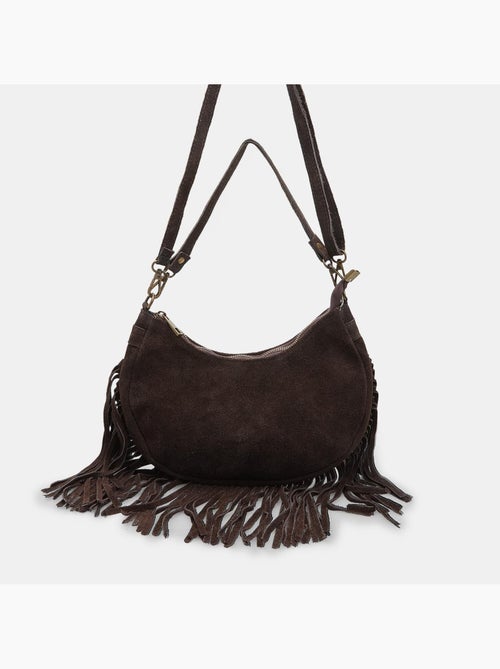 Sac modèle hobo en daim avec franges Bata - Kiabi
