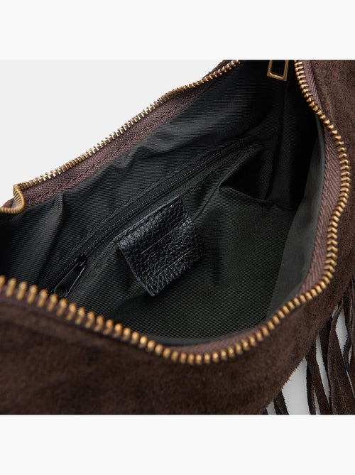 Sac modèle hobo en daim avec franges Bata - Kiabi
