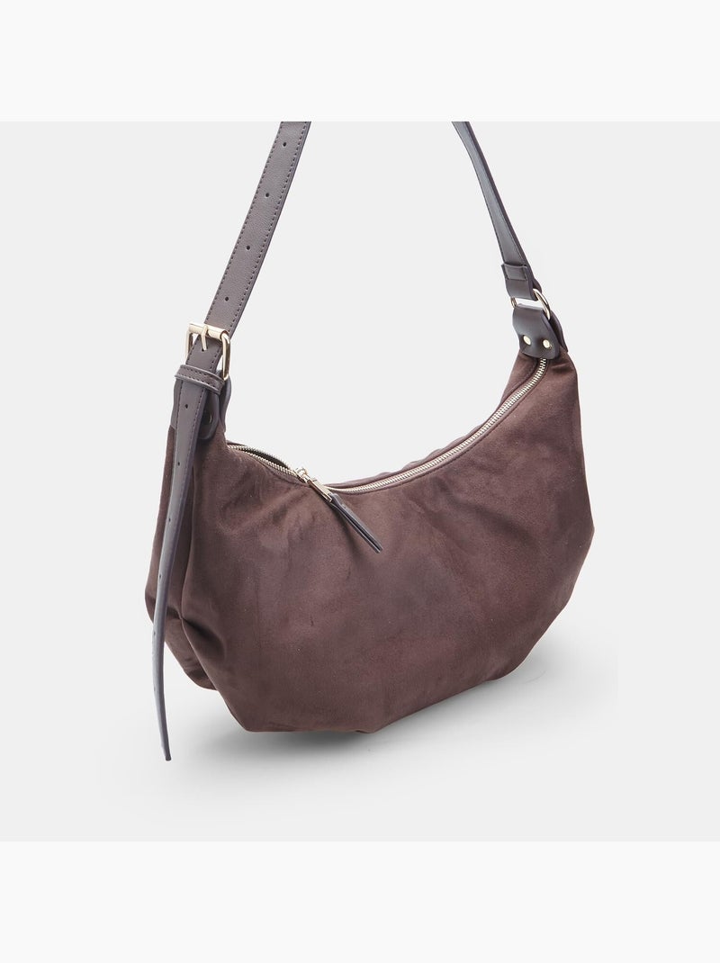 Sac modèle Hobo en microfibre BATA Marron - Kiabi