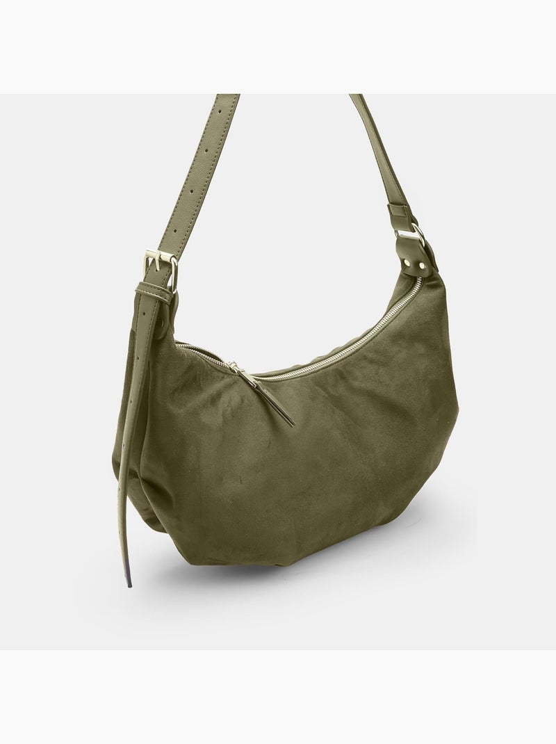 Sac modèle Hobo en microfibre BATA Vert - Kiabi