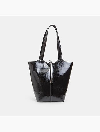 Sac modèle shopper effet cuir brillant