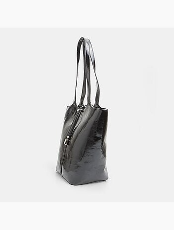 Sac modèle shopper effet cuir brillant
