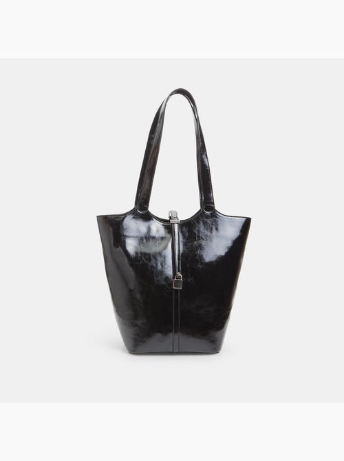 Sac modèle shopper effet cuir brillant - Kiabi