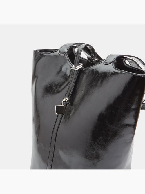 Sac modèle shopper effet cuir brillant - Kiabi