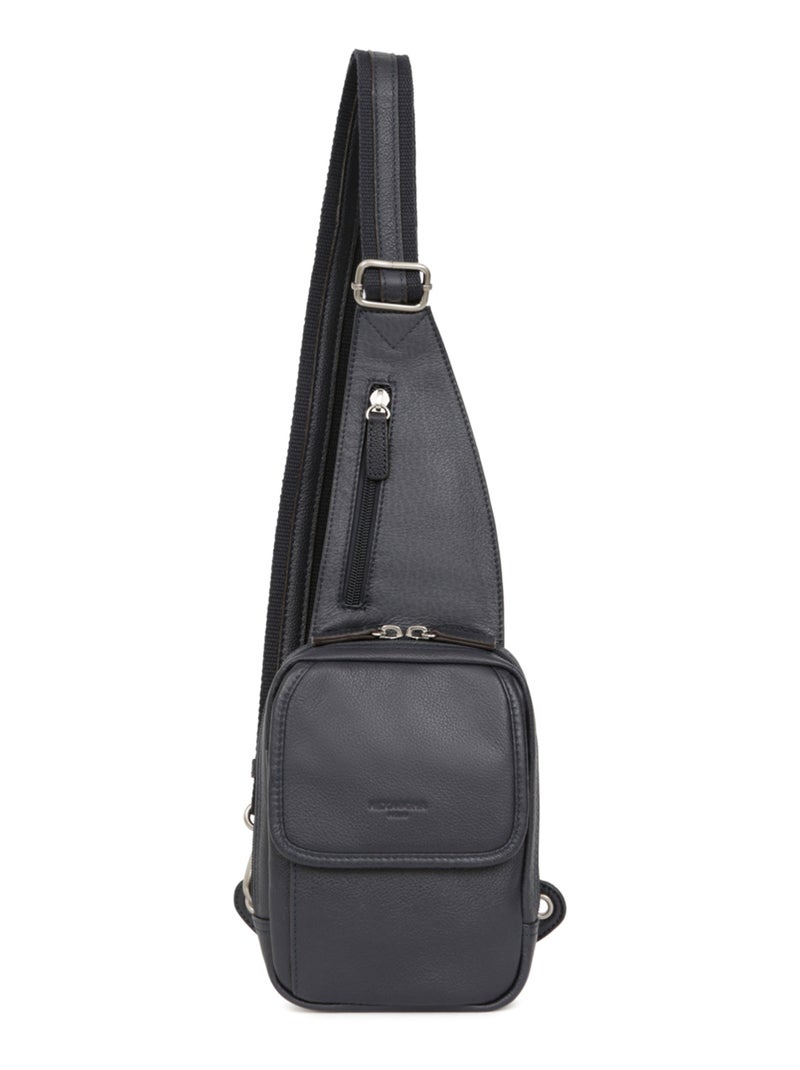 Sac monobretelle  Cuir CONFORT Bleu marine - Kiabi