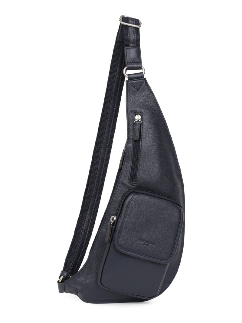 Sac monobretelle  Cuir CONFORT Bleu marine - Kiabi