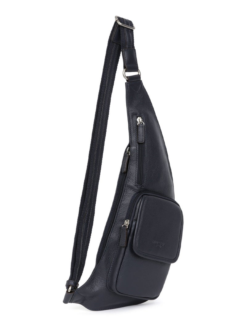 Sac monobretelle  Cuir CONFORT Bleu marine - Kiabi