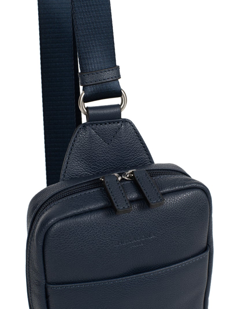 Sac monobretelle  Cuir CONFORT Bleu marine - Kiabi