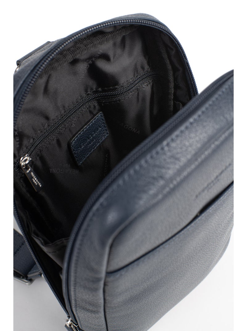 Sac monobretelle  Cuir CONFORT Bleu marine - Kiabi