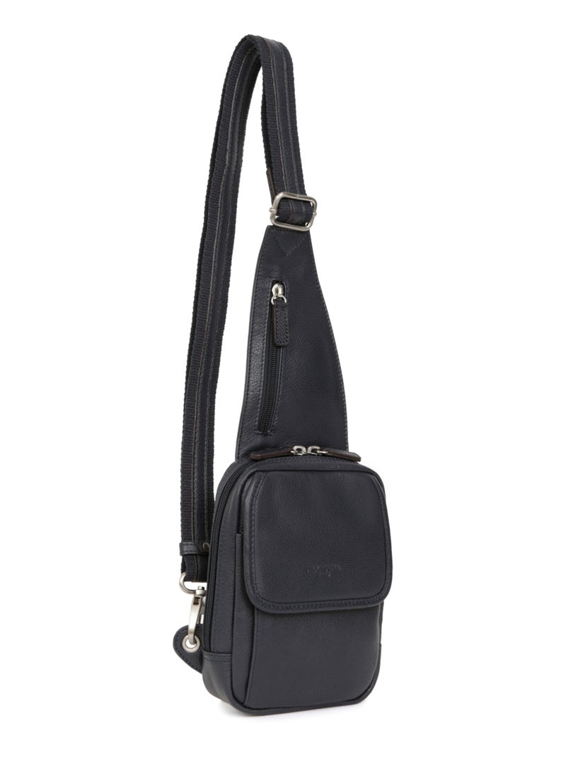 Sac monobretelle  cuir confort hexagona Bleu marine - Kiabi