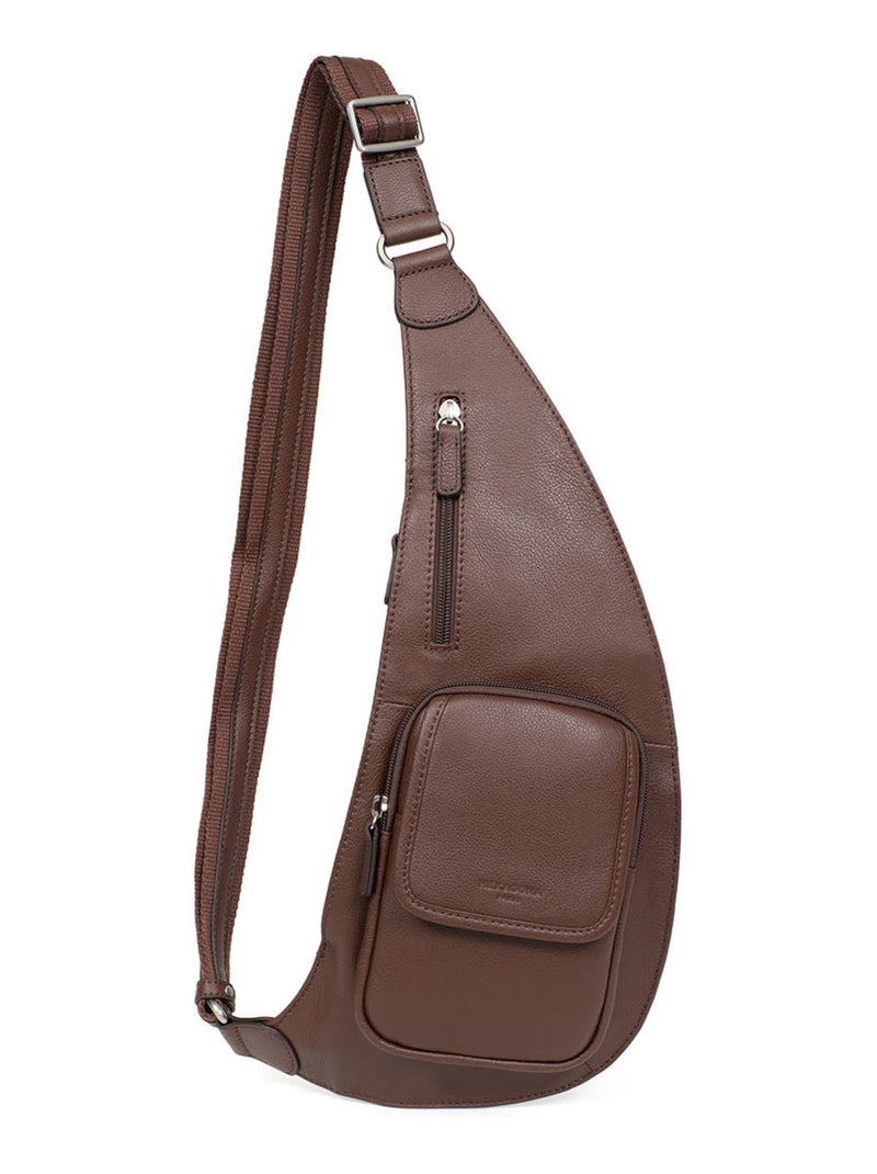 Sac monobretelle  Cuir CONFORT Marron chocolat - Kiabi