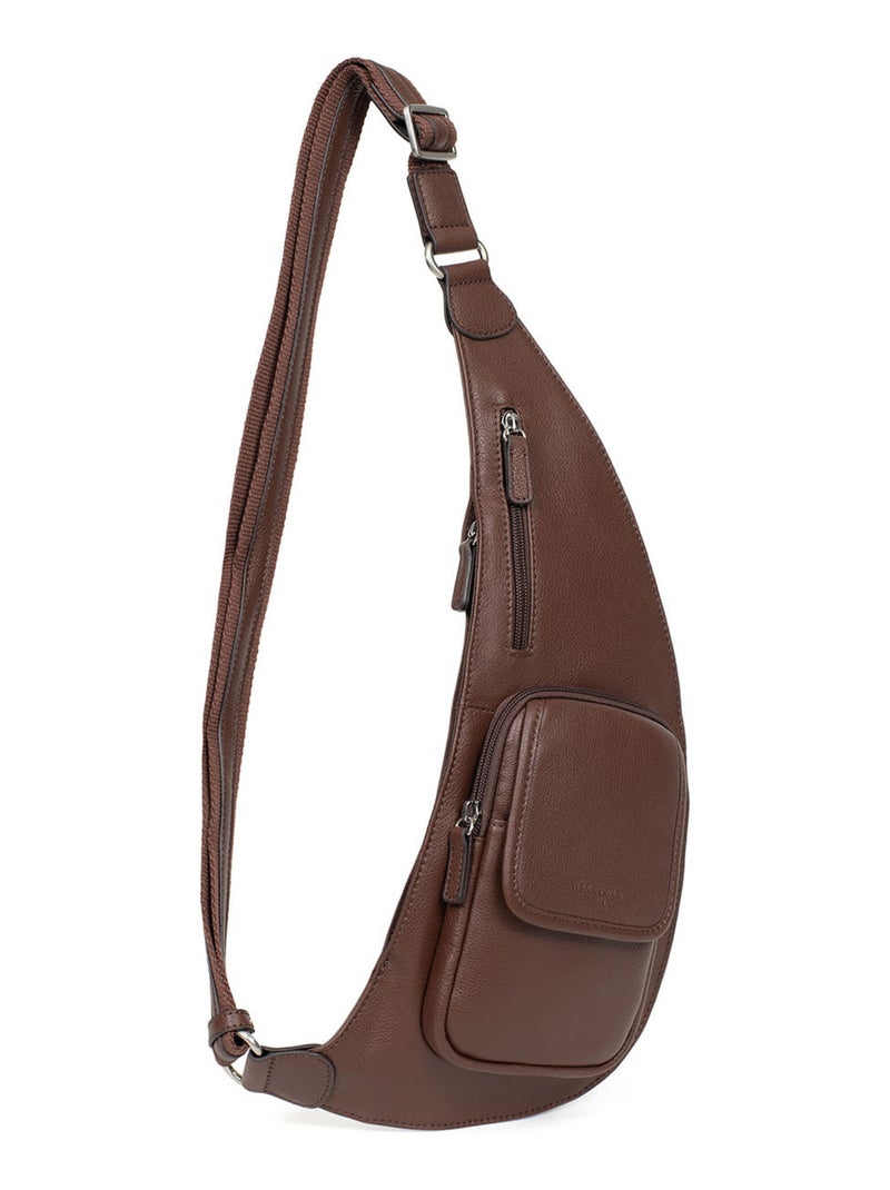 Sac monobretelle  Cuir CONFORT Marron chocolat - Kiabi