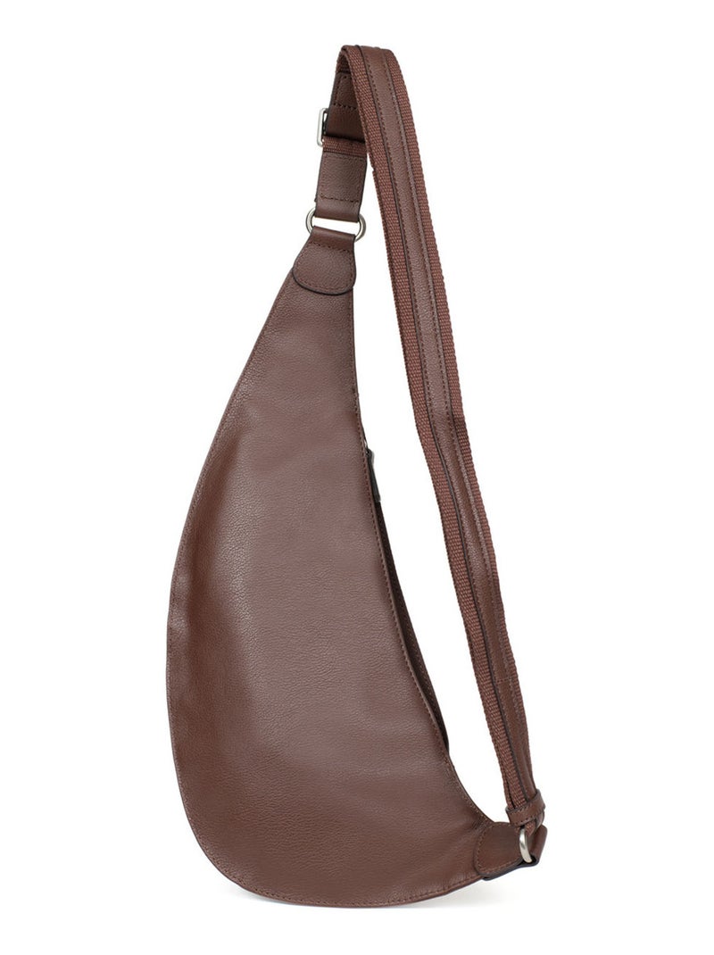 Sac monobretelle  Cuir CONFORT Marron chocolat - Kiabi