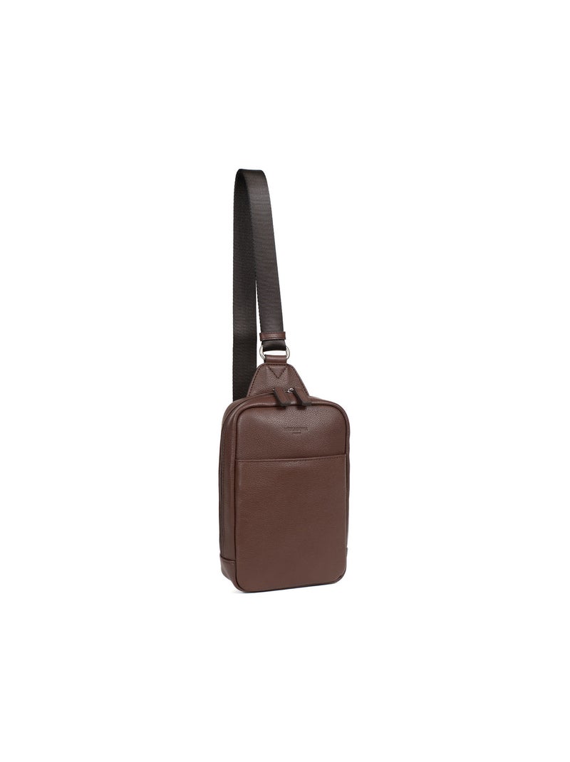 Sac monobretelle  Cuir CONFORT Marron chocolat - Kiabi