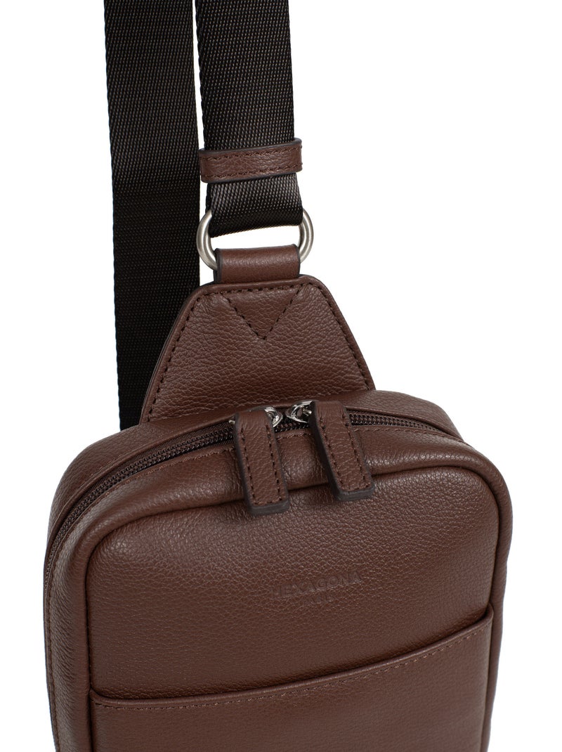 Sac monobretelle  Cuir CONFORT Marron chocolat - Kiabi