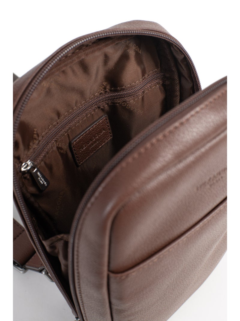 Sac monobretelle  Cuir CONFORT Marron chocolat - Kiabi