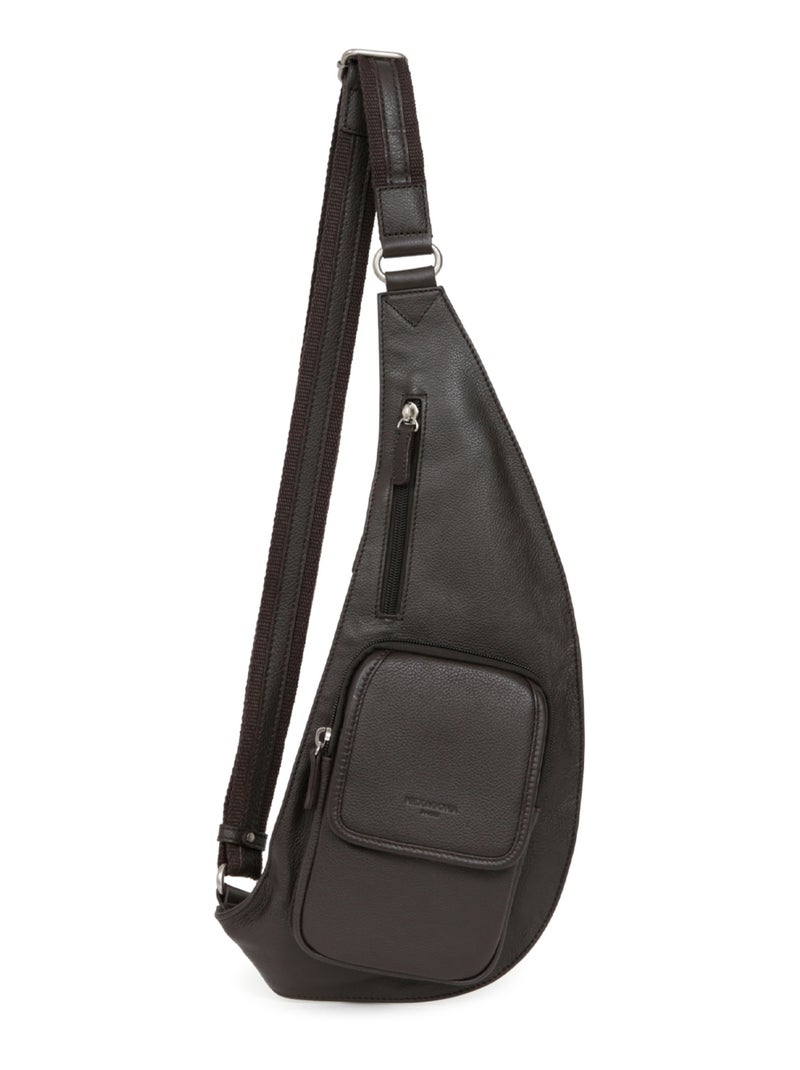 Sac monobretelle  Cuir CONFORT Marron foncé - Kiabi