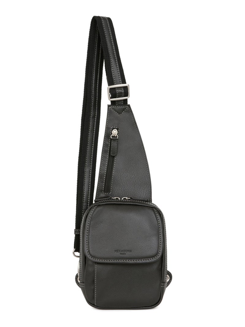 Sac monobretelle  Cuir CONFORT Noir - Kiabi