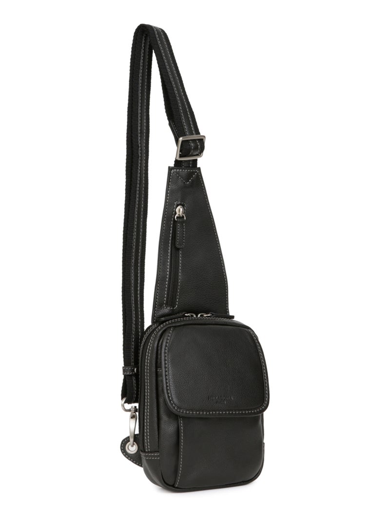 Sac monobretelle  Cuir CONFORT Noir - Kiabi