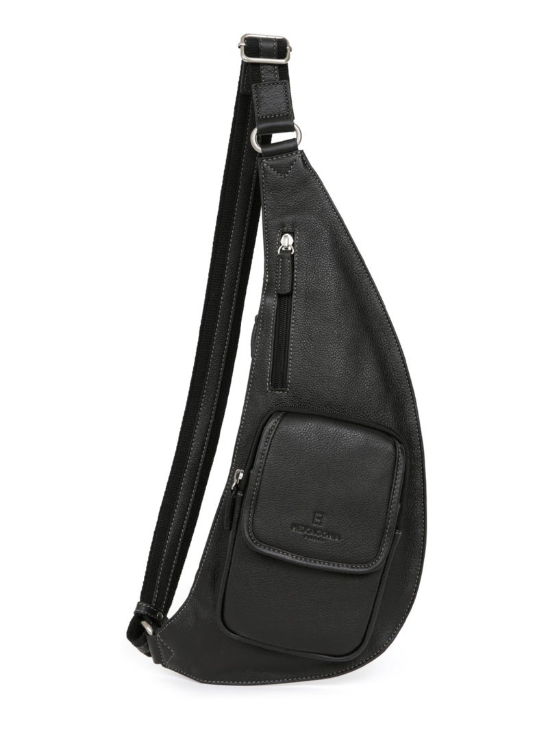 Sac monobretelle  Cuir CONFORT Noir - Kiabi