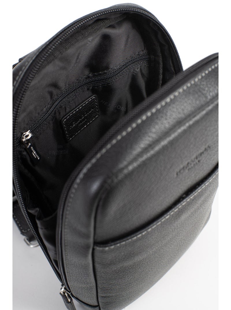 Sac monobretelle  Cuir CONFORT Noir - Kiabi