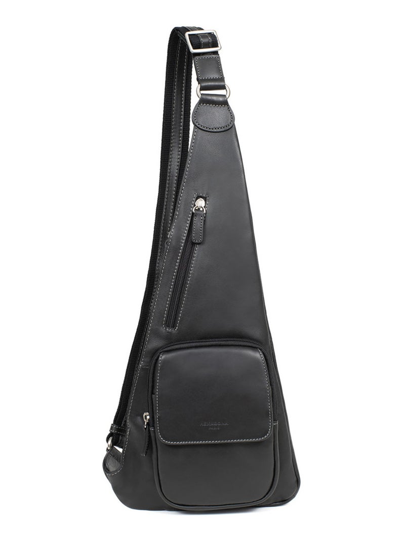 Sac monobretelle  Cuir FÉLIN Noir - Kiabi