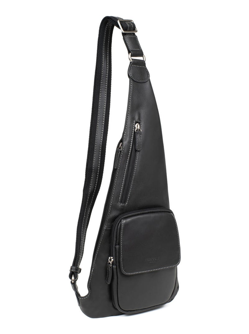 Sac monobretelle  Cuir FÉLIN Noir - Kiabi