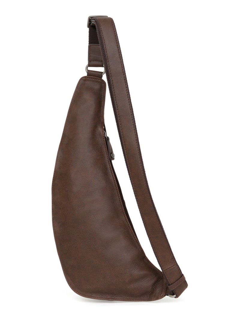 Sac monobretelle  Cuir INSTINCT Marron - Kiabi