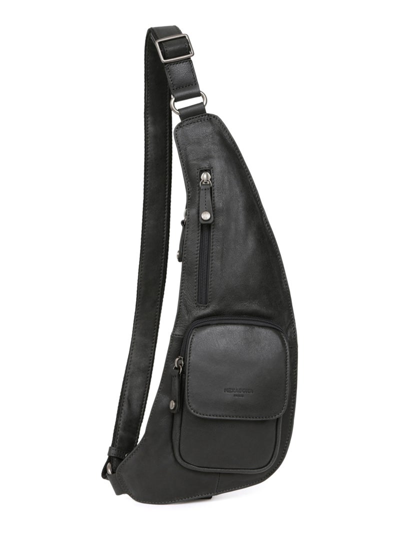 Sac monobretelle  Cuir INSTINCT Noir - Kiabi