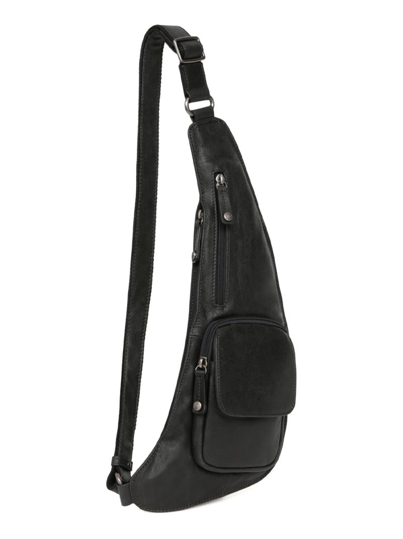 Sac monobretelle  Cuir INSTINCT Noir - Kiabi