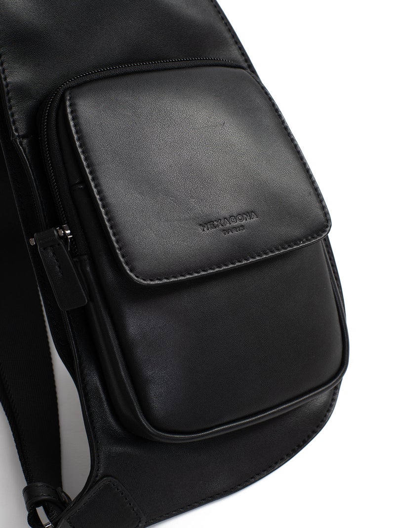 Sac monobretelle  Cuir Soft Studio Noir - Kiabi