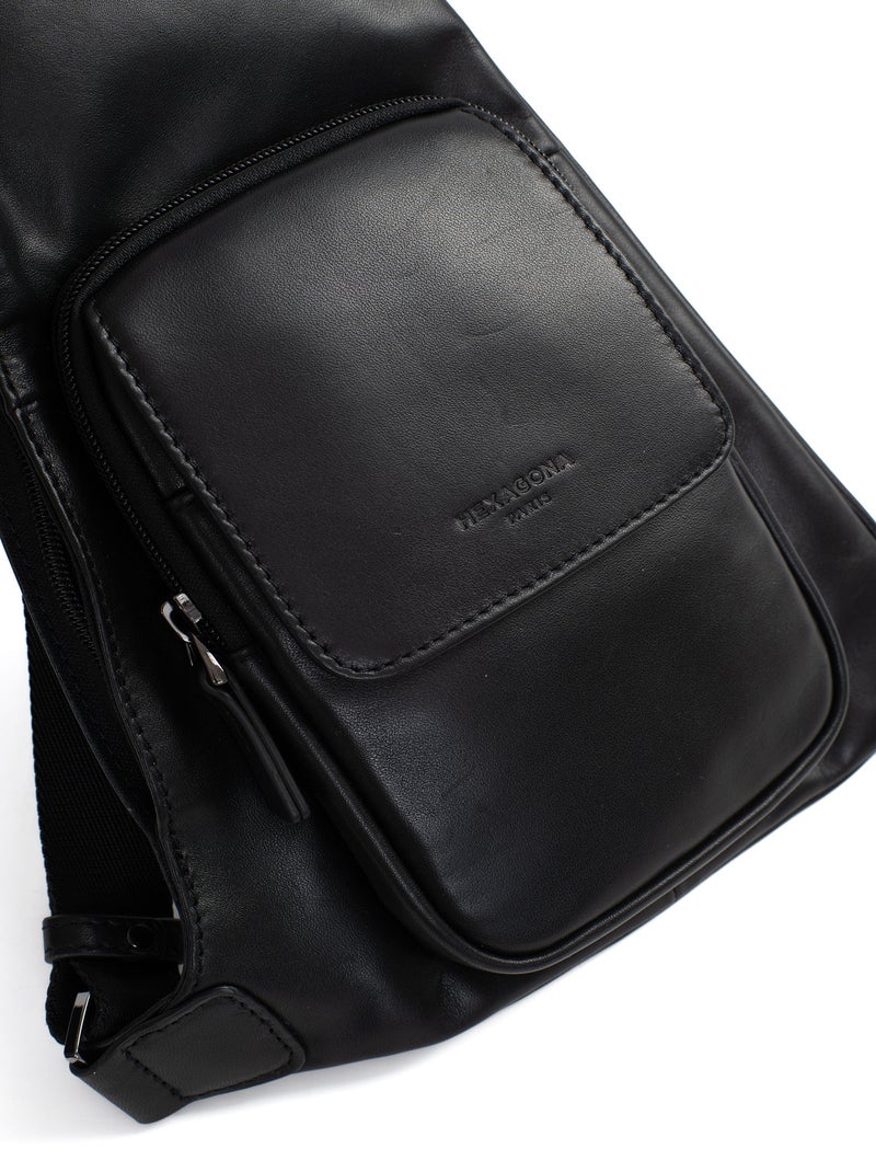 Sac monobretelle  Cuir Soft Studio Noir - Kiabi