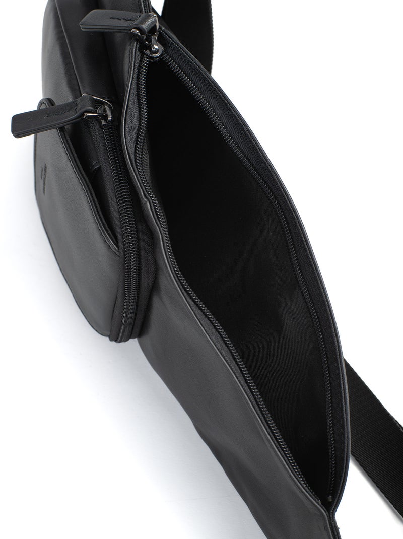 Sac monobretelle  Cuir Soft Studio Noir - Kiabi