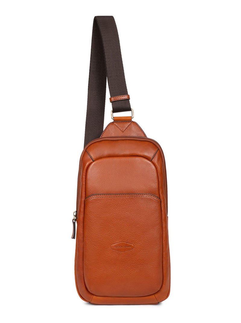 Sac monobretelle  Cuir STUART Cognac - Kiabi